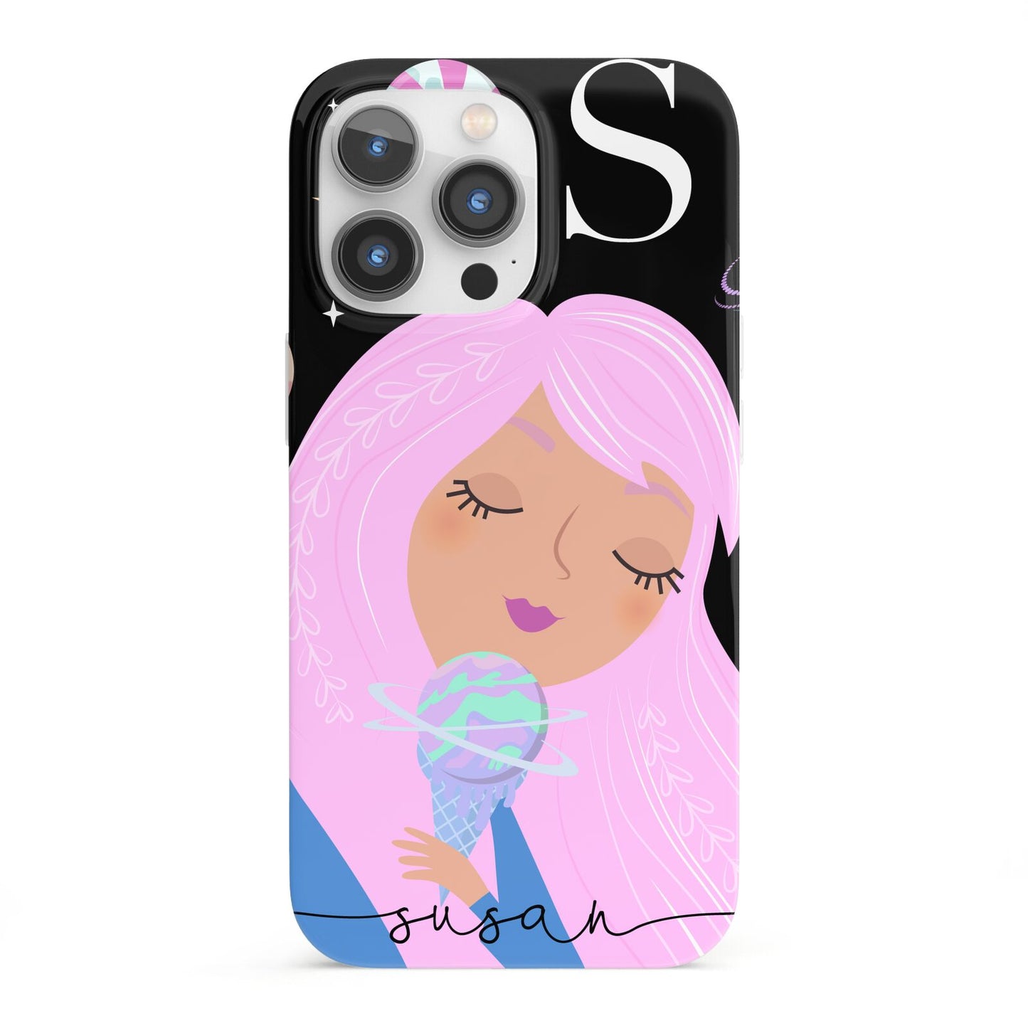 Pink Space Lady Personalised iPhone 13 Pro Full Wrap 3D Snap Case