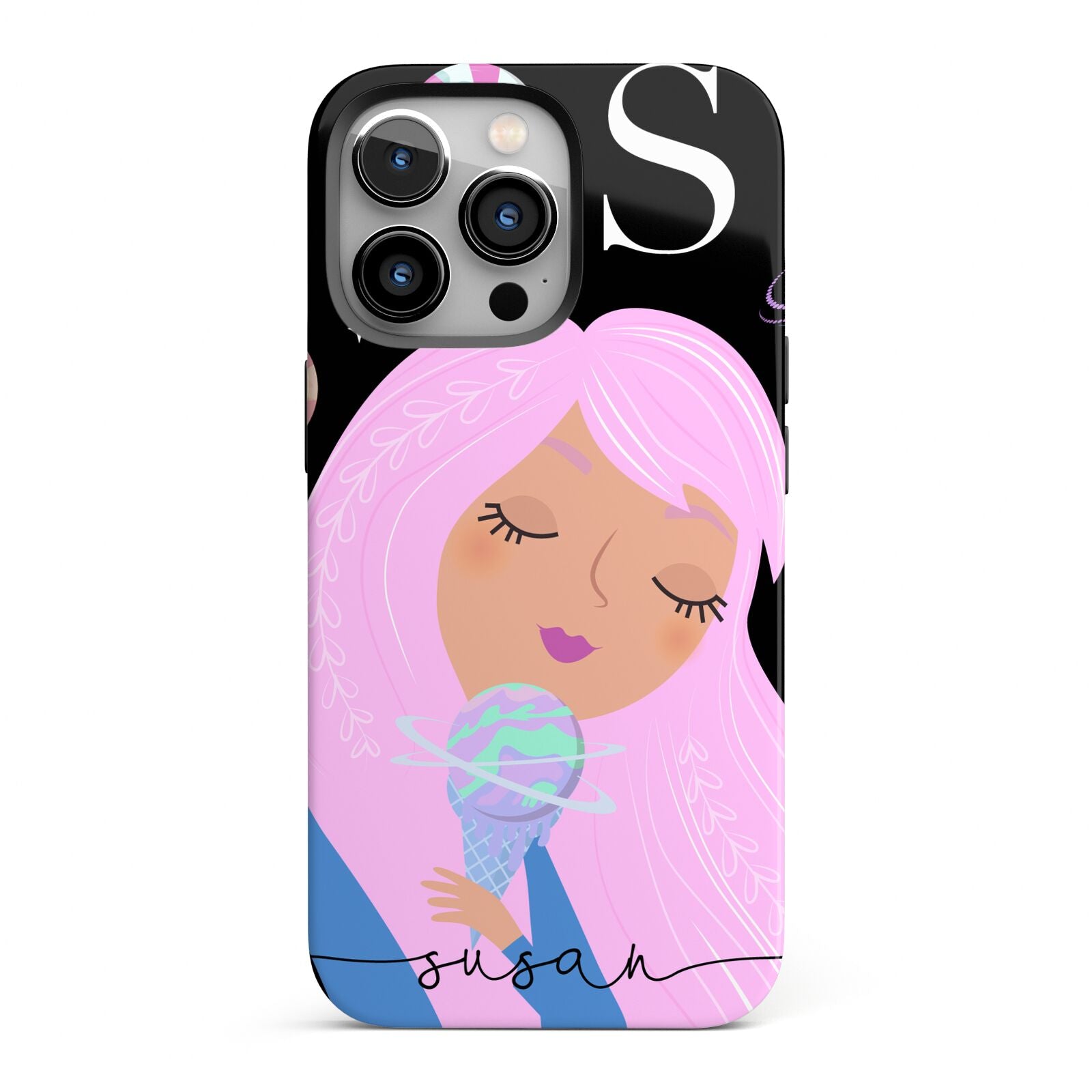 Pink Space Lady Personalised iPhone 13 Pro Full Wrap 3D Tough Case