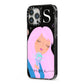 Pink Space Lady Personalised iPhone 13 Pro Max Black Impact Case Side Angle on Silver phone