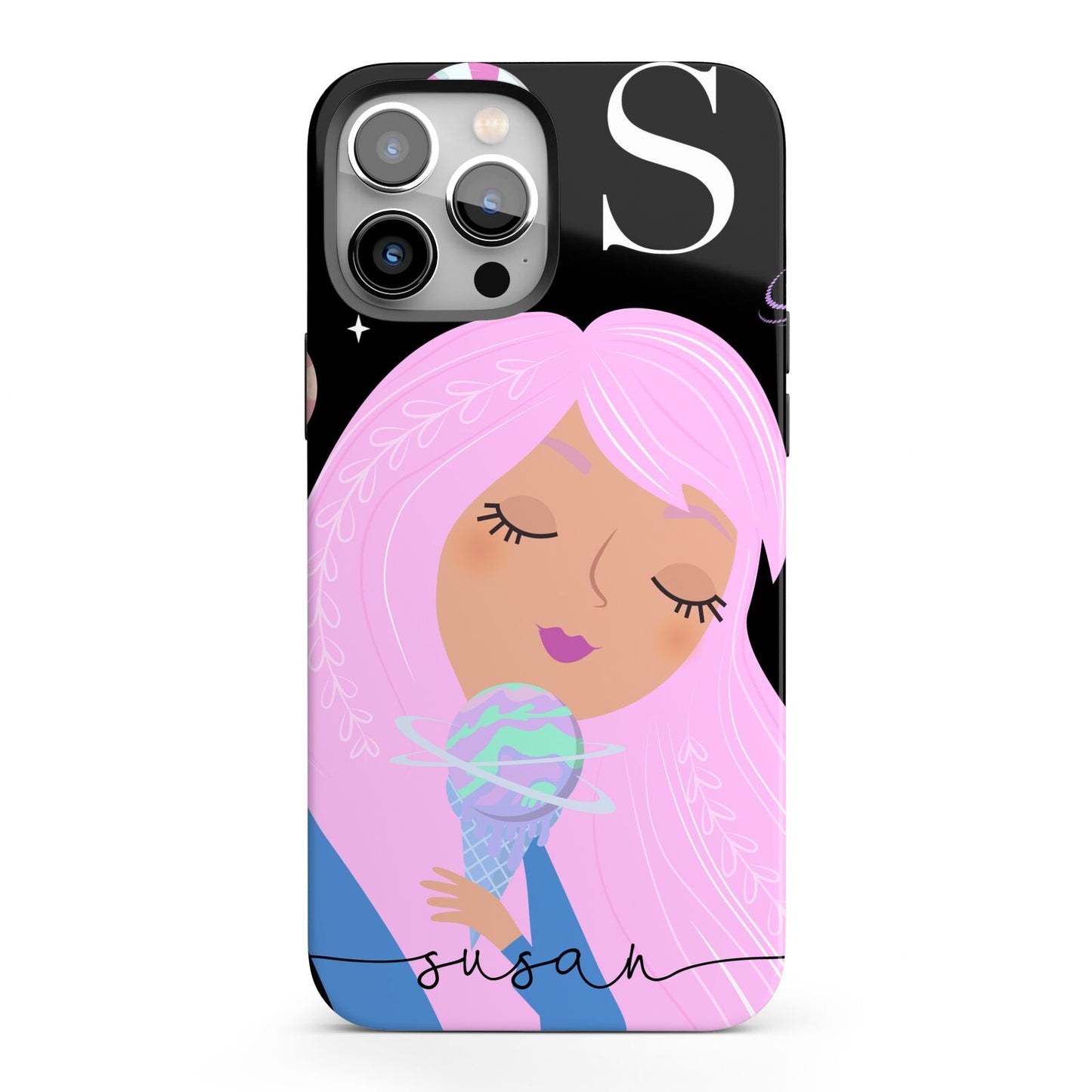Pink Space Lady Personalised iPhone 13 Pro Max Full Wrap 3D Tough Case