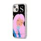 Pink Space Lady Personalised iPhone 14 Plus Glitter Tough Case Starlight Angled Image