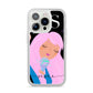 Pink Space Lady Personalised iPhone 14 Pro Clear Tough Case Silver