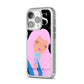 Pink Space Lady Personalised iPhone 14 Pro Glitter Tough Case Silver Angled Image