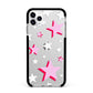 Pink Star Apple iPhone 11 Pro Max in Silver with Black Impact Case