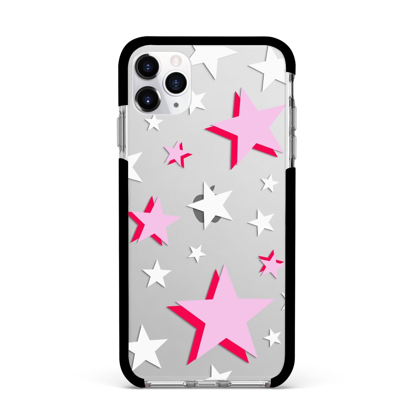 Pink Star Apple iPhone 11 Pro Max in Silver with Black Impact Case