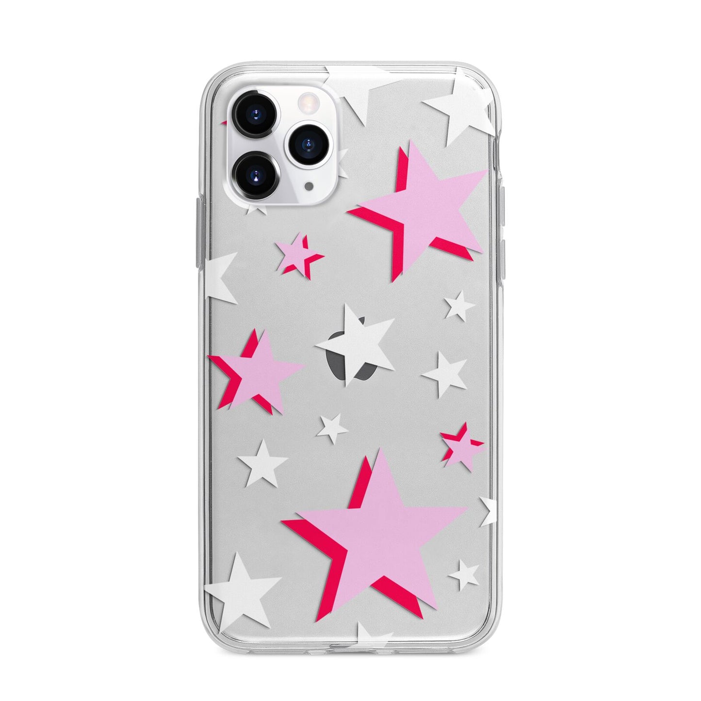 Pink Star Apple iPhone 11 Pro Max in Silver with Bumper Case