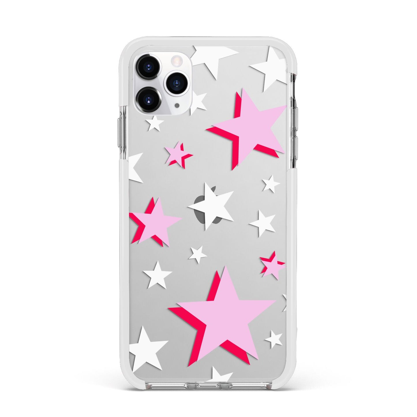 Pink Star Apple iPhone 11 Pro Max in Silver with White Impact Case