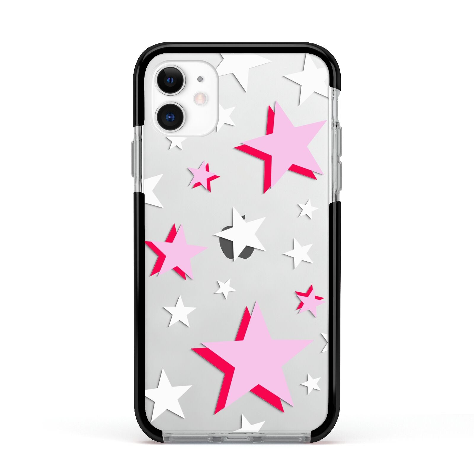 Pink Star Apple iPhone 11 in White with Black Impact Case