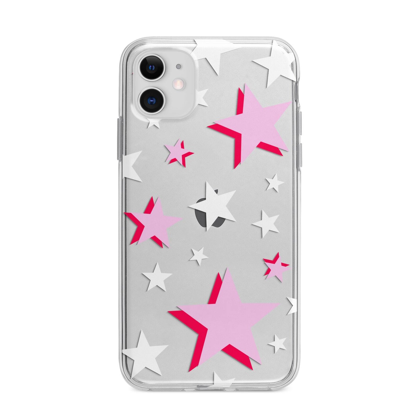 Pink Star Apple iPhone 11 in White with Bumper Case