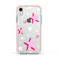 Pink Star Apple iPhone XR Impact Case Pink Edge on Silver Phone