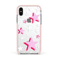 Pink Star Apple iPhone Xs Impact Case Pink Edge on Silver Phone