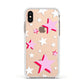 Pink Star Apple iPhone Xs Impact Case White Edge on Gold Phone