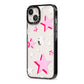 Pink Star iPhone 13 Black Impact Case Side Angle on Silver phone
