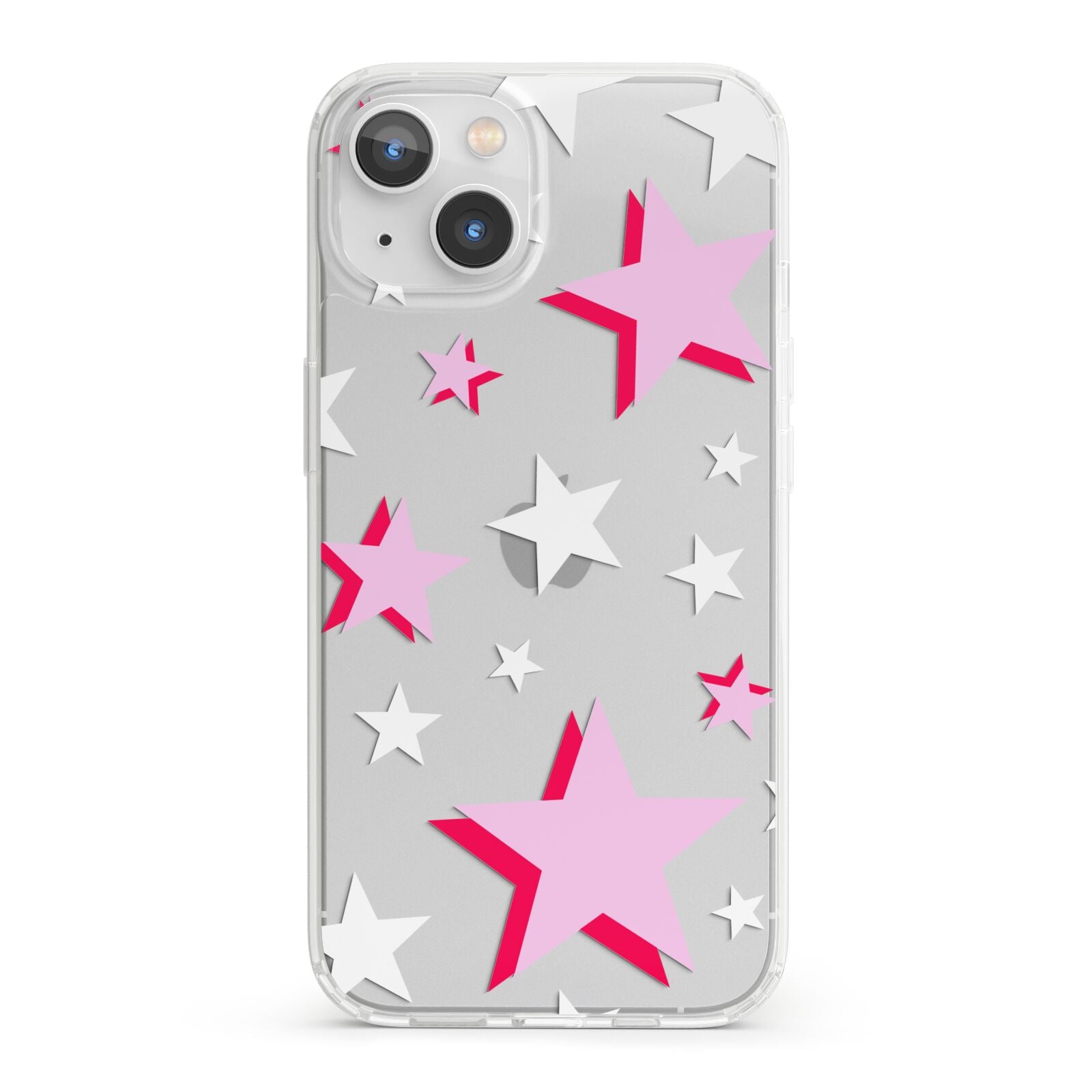 Pink Star iPhone 13 Clear Bumper Case