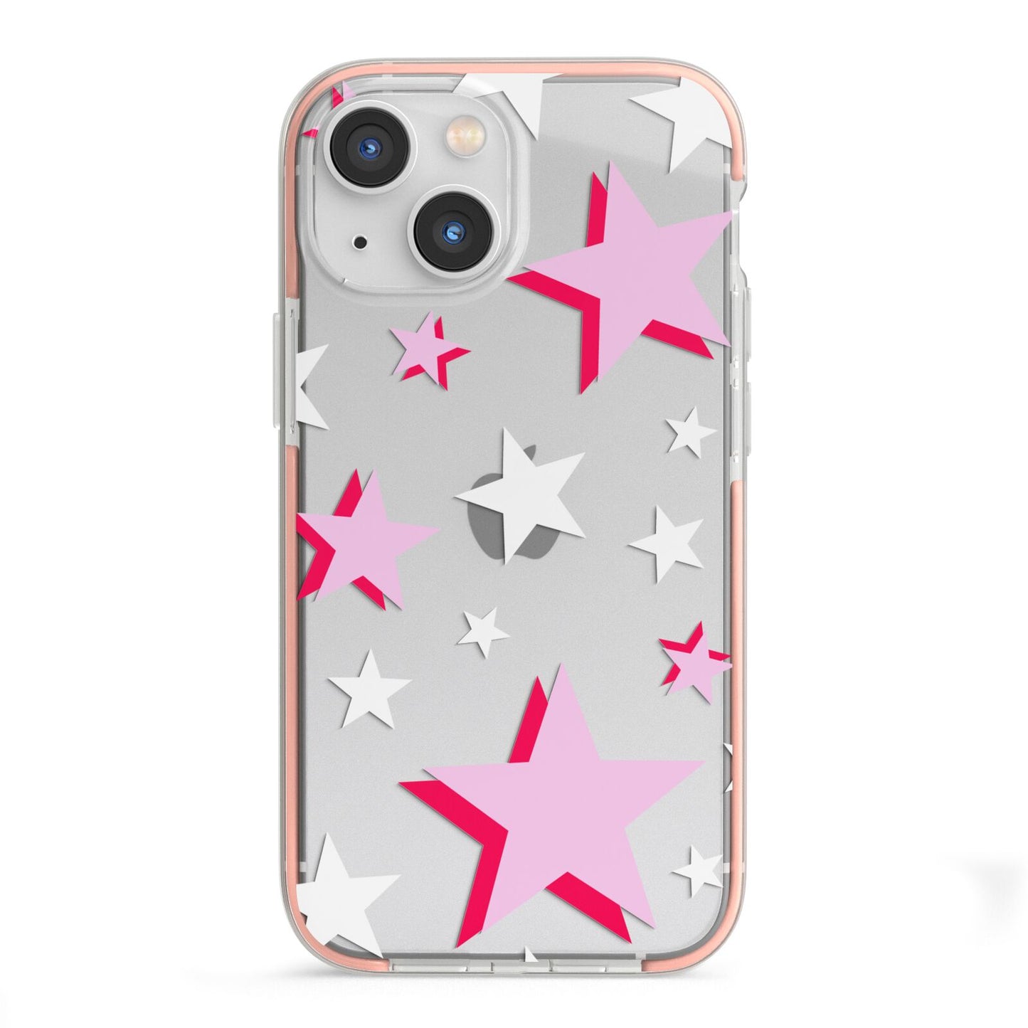 Pink Star iPhone 13 Mini TPU Impact Case with Pink Edges