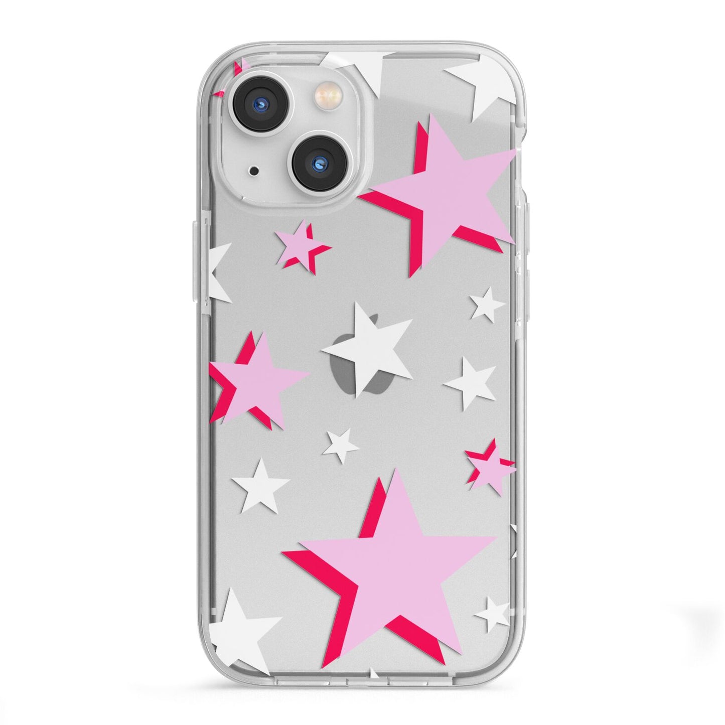 Pink Star iPhone 13 Mini TPU Impact Case with White Edges