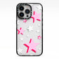 Pink Star iPhone 13 Pro Black Impact Case on Silver phone