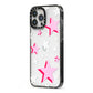 Pink Star iPhone 13 Pro Max Black Impact Case Side Angle on Silver phone