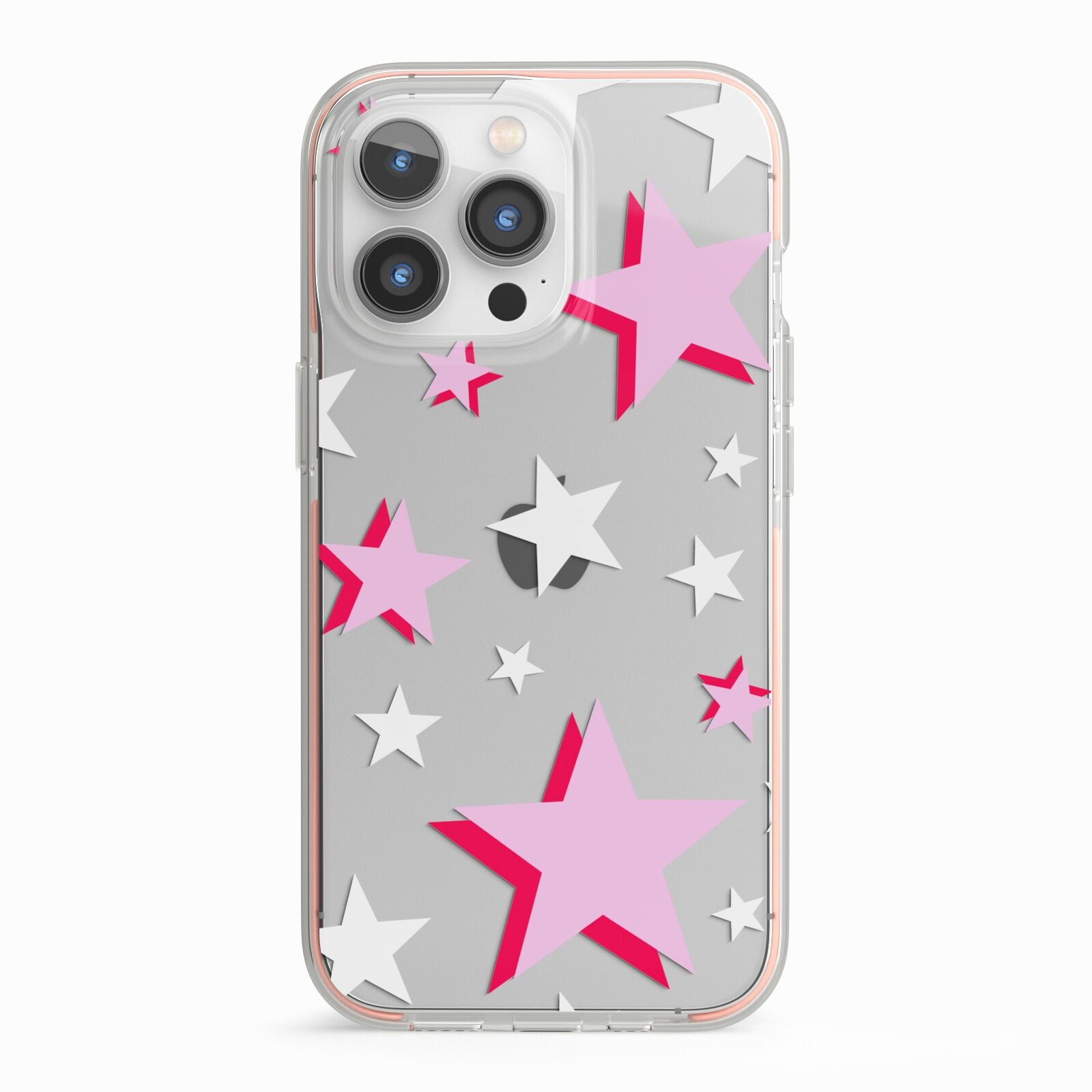 Pink Star iPhone 13 Pro TPU Impact Case with Pink Edges
