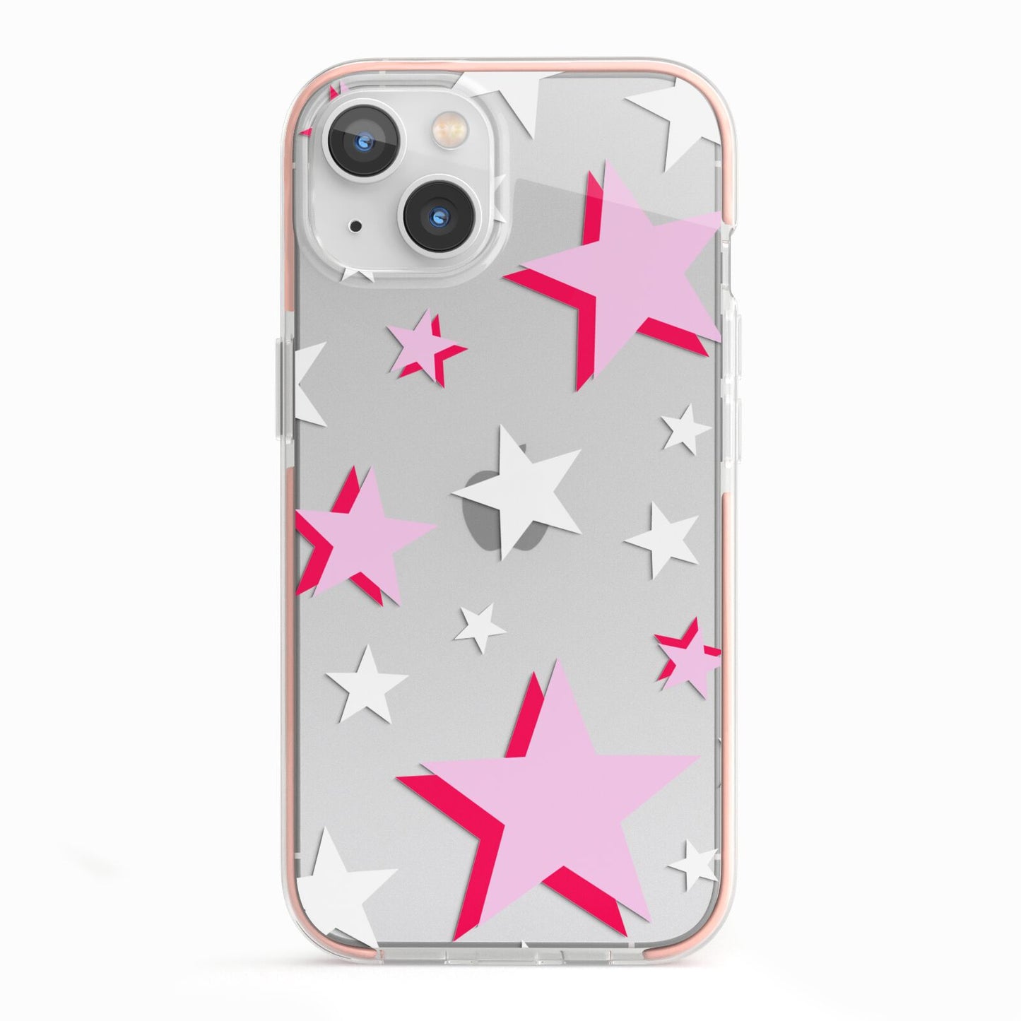 Pink Star iPhone 13 TPU Impact Case with Pink Edges