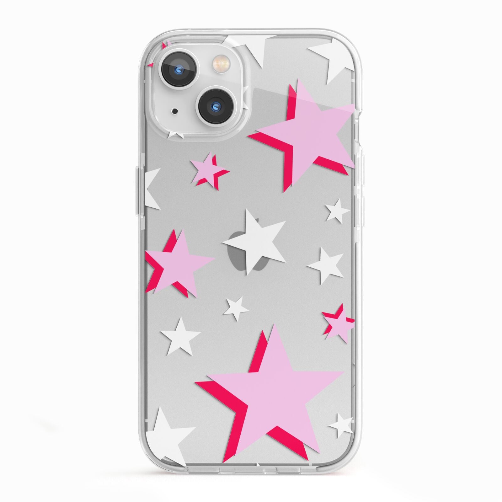 Pink Star iPhone 13 TPU Impact Case with White Edges