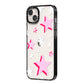 Pink Star iPhone 14 Plus Black Impact Case Side Angle on Silver phone
