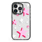 Pink Star iPhone 14 Pro Black Impact Case on Silver phone