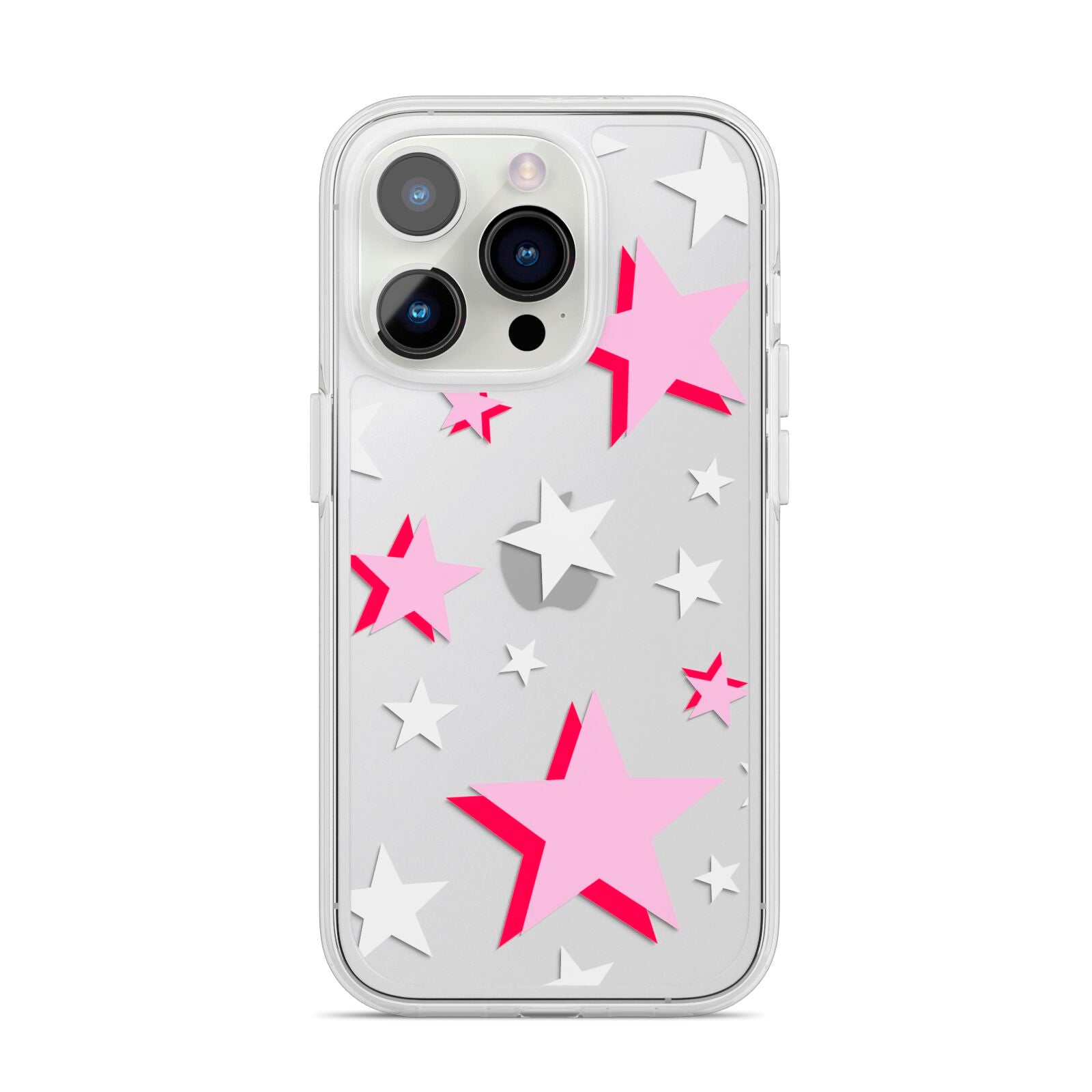Pink Star iPhone 14 Pro Clear Tough Case Silver