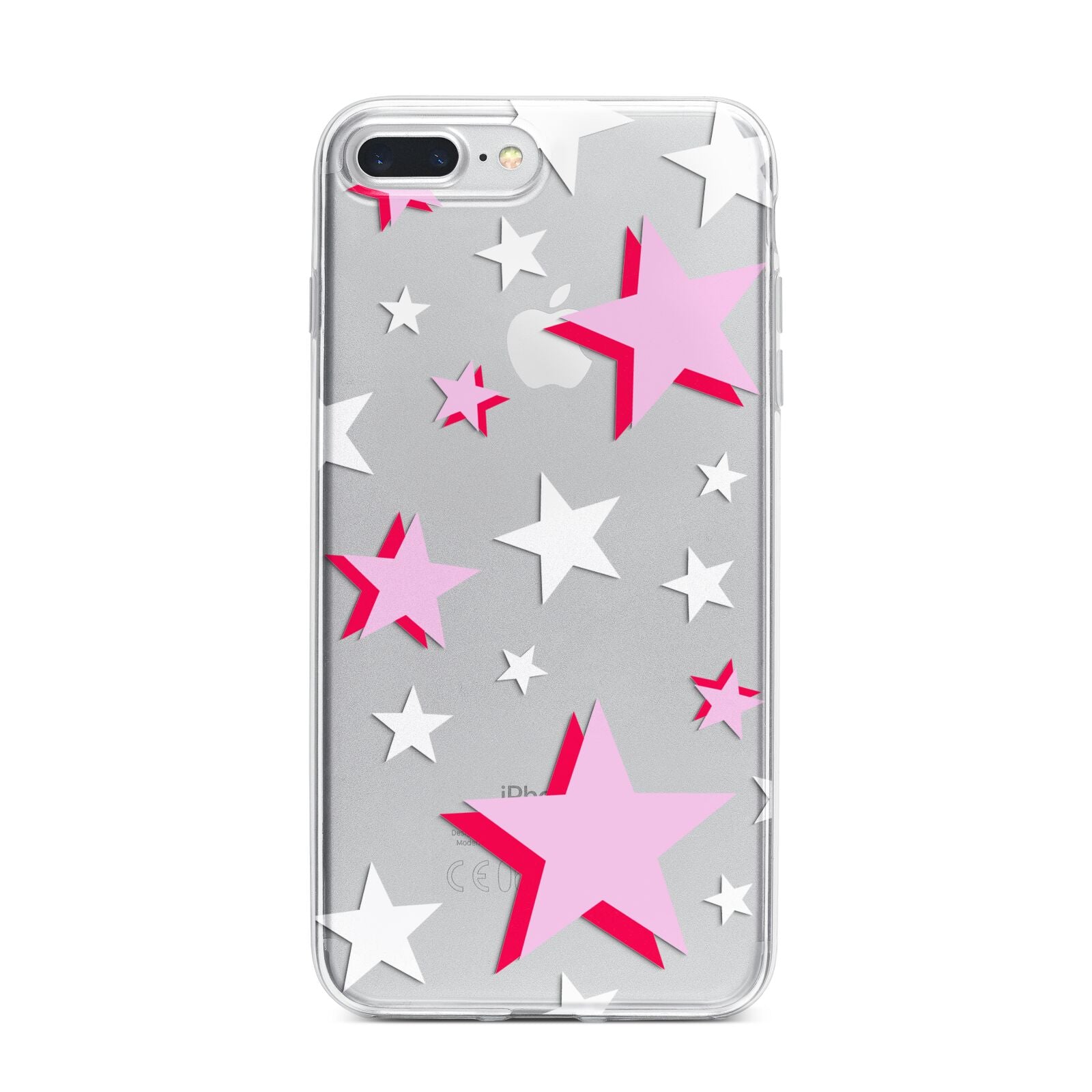 Pink Star iPhone 7 Plus Bumper Case on Silver iPhone