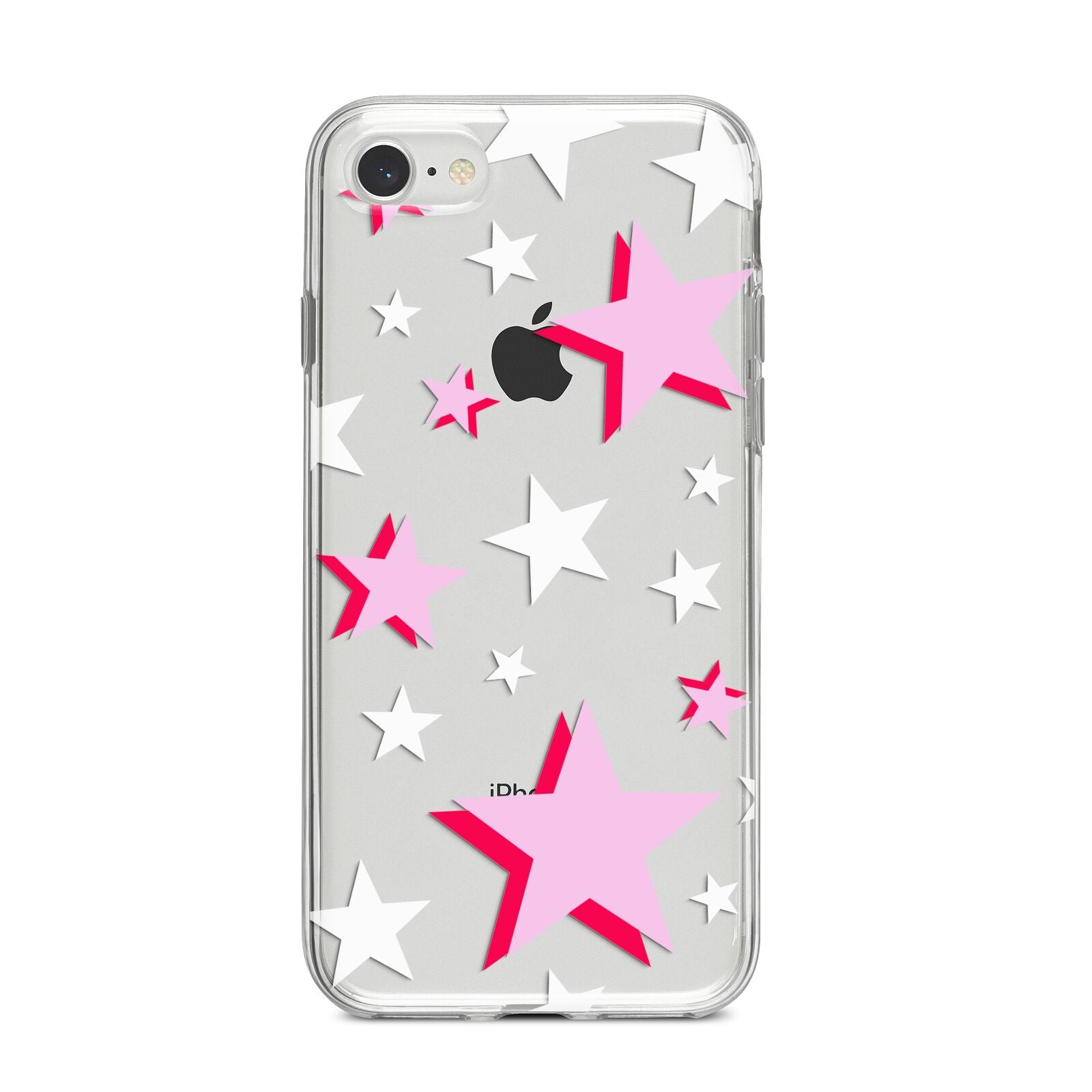 Pink Star iPhone 8 Bumper Case on Silver iPhone