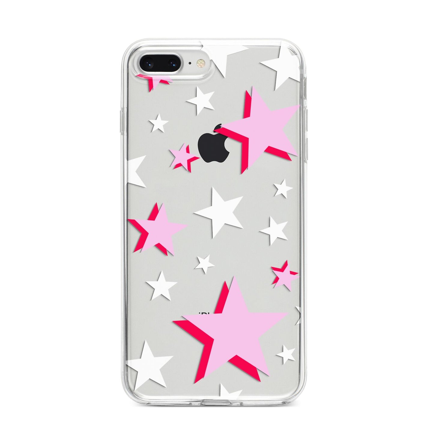 Pink Star iPhone 8 Plus Bumper Case on Silver iPhone