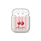 Pink Stripes with Cherries and Text AirPods Case
