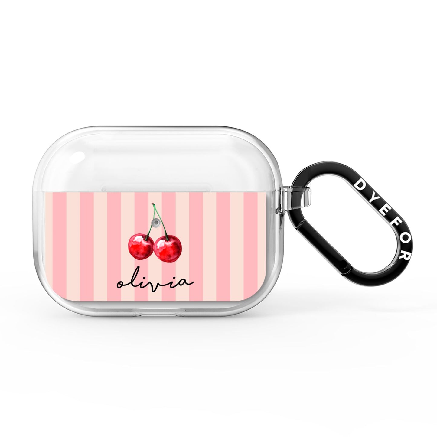 Pink Stripes with Cherries and Text AirPods Pro Clear Case