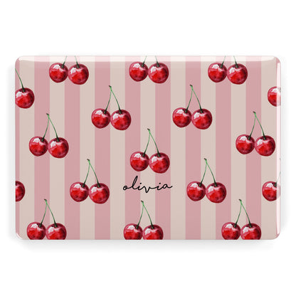 Pink Stripes with Cherries and Text Macbook Case