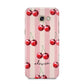 Pink Stripes with Cherries and Text Samsung Galaxy A5 2017 Case on gold phone