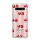 Pink Stripes with Cherries and Text Samsung Galaxy S10 Plus Case