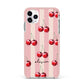 Pink Stripes with Cherries and Text iPhone 11 Pro Max Impact Pink Edge Case
