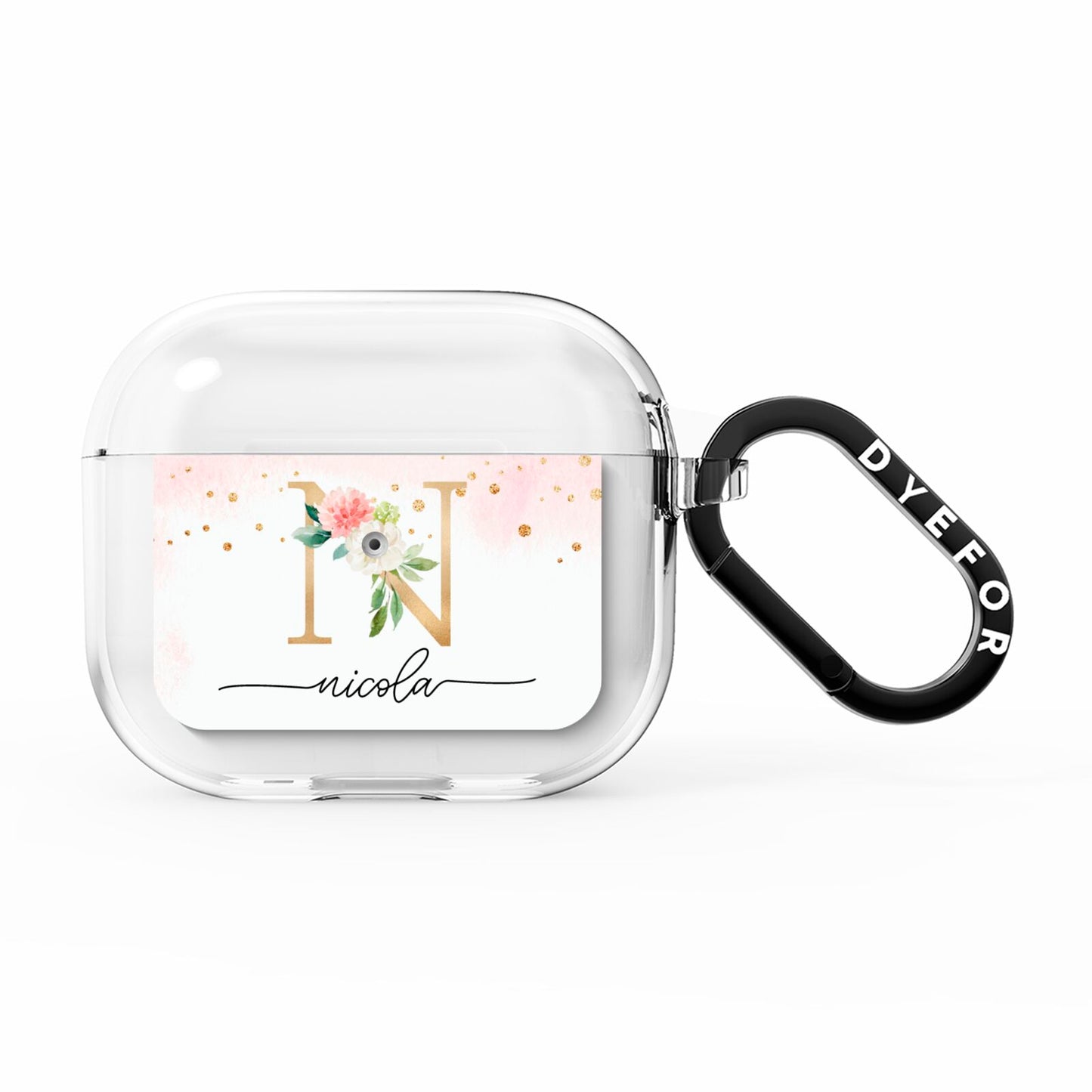 Pink Watercolour Monogram AirPods Clear Case 3rd Gen