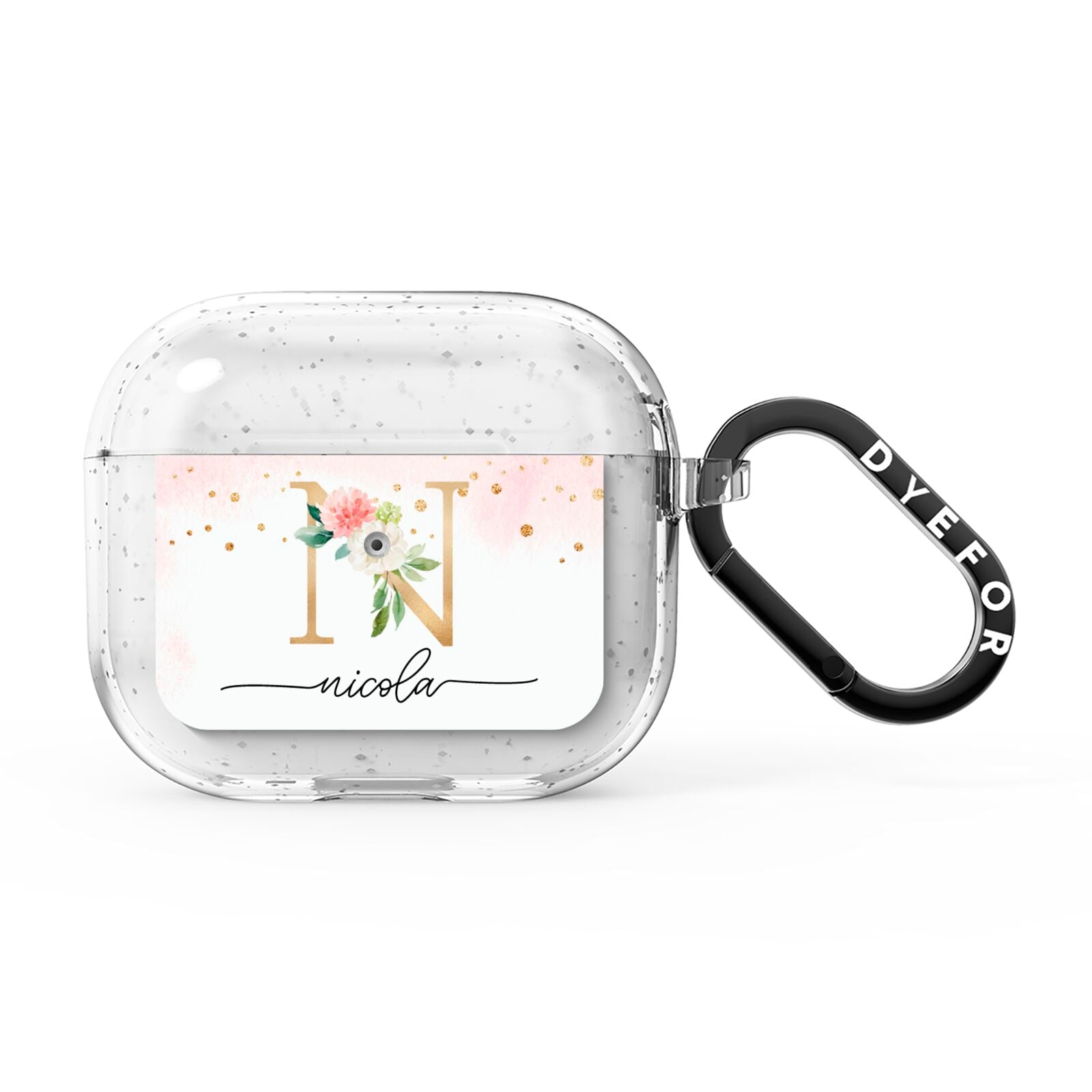 Pink Watercolour Monogram AirPods Glitter Case 3rd Gen