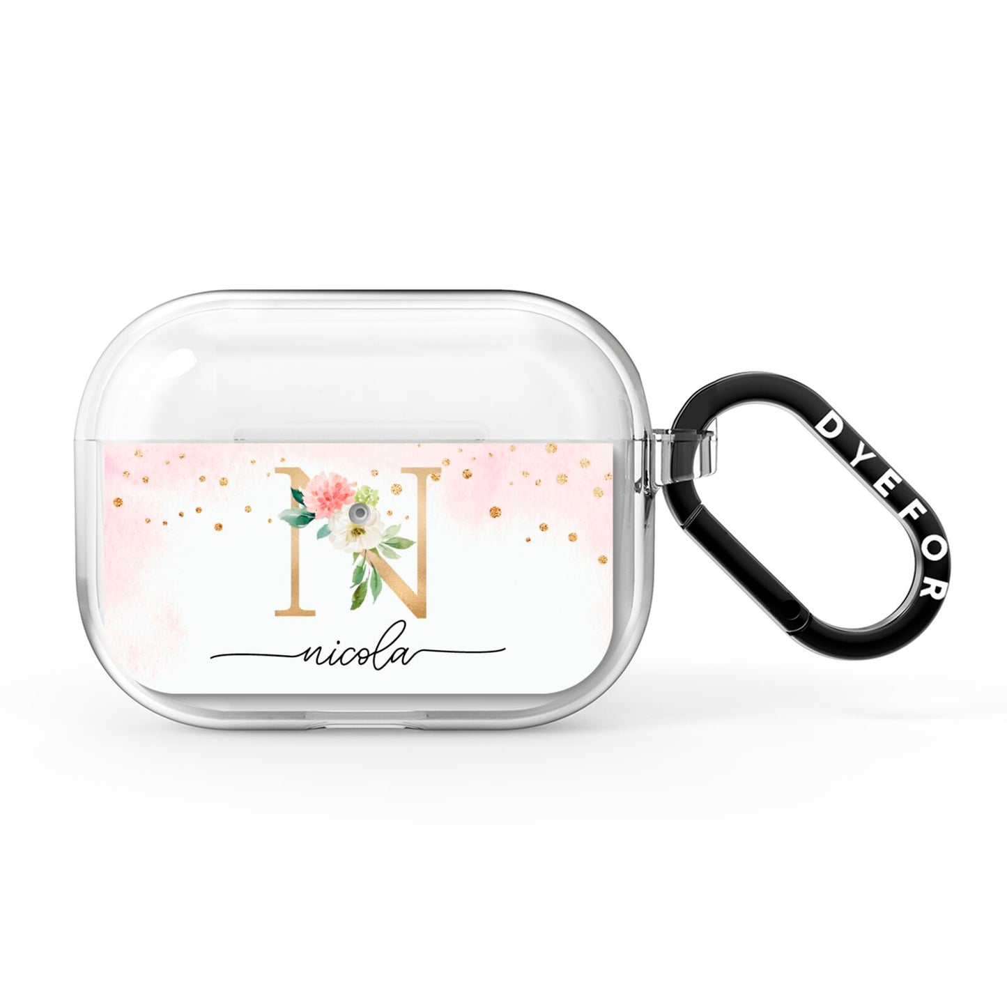 Pink Watercolour Monogram AirPods Pro Clear Case