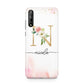 Pink Watercolour Monogram Huawei Enjoy 10s Phone Case