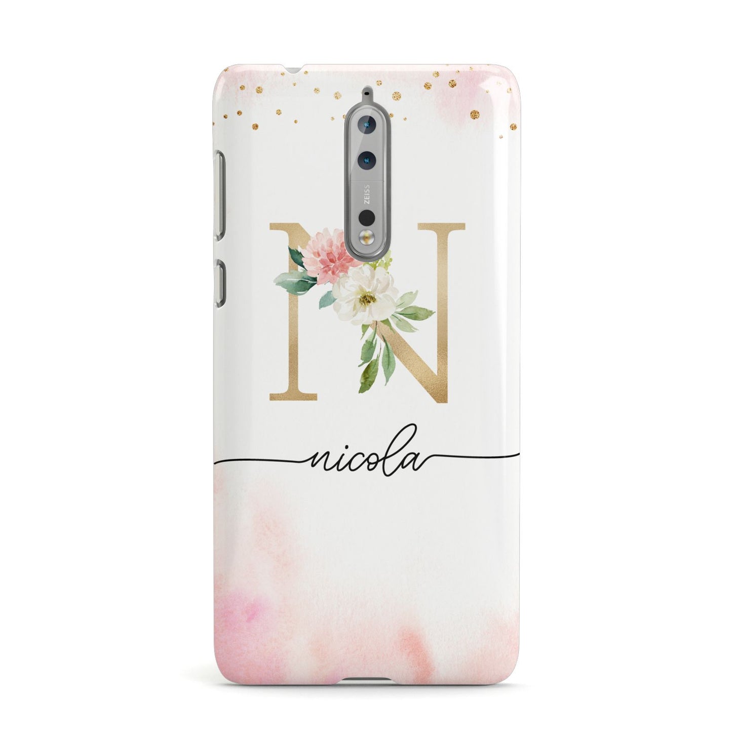 Pink Watercolour Monogram Nokia Case