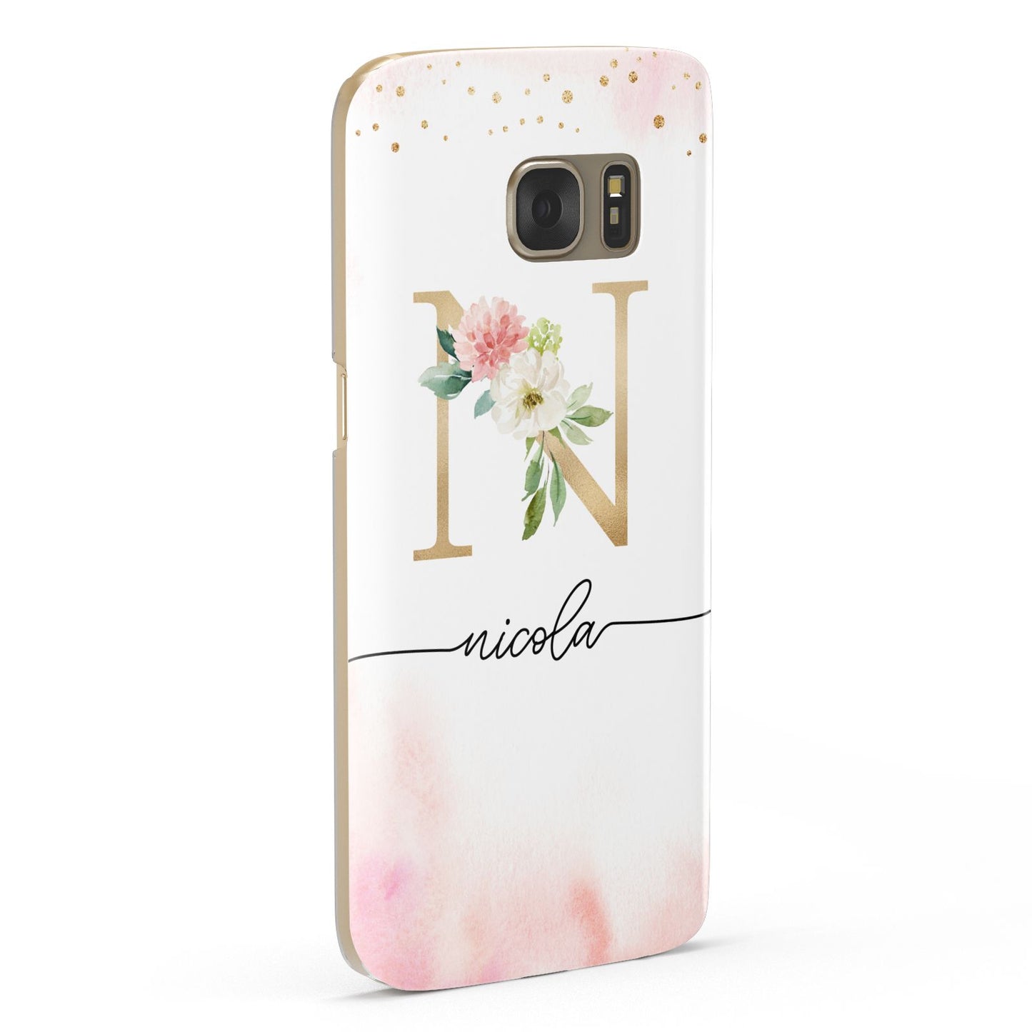 Pink Watercolour Monogram Samsung Galaxy Case Fourty Five Degrees