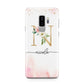 Pink Watercolour Monogram Samsung Galaxy S9 Plus Case on Silver phone