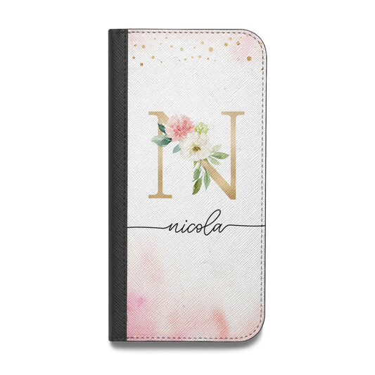 Pink Watercolour Monogram Vegan Leather Flip Samsung Case
