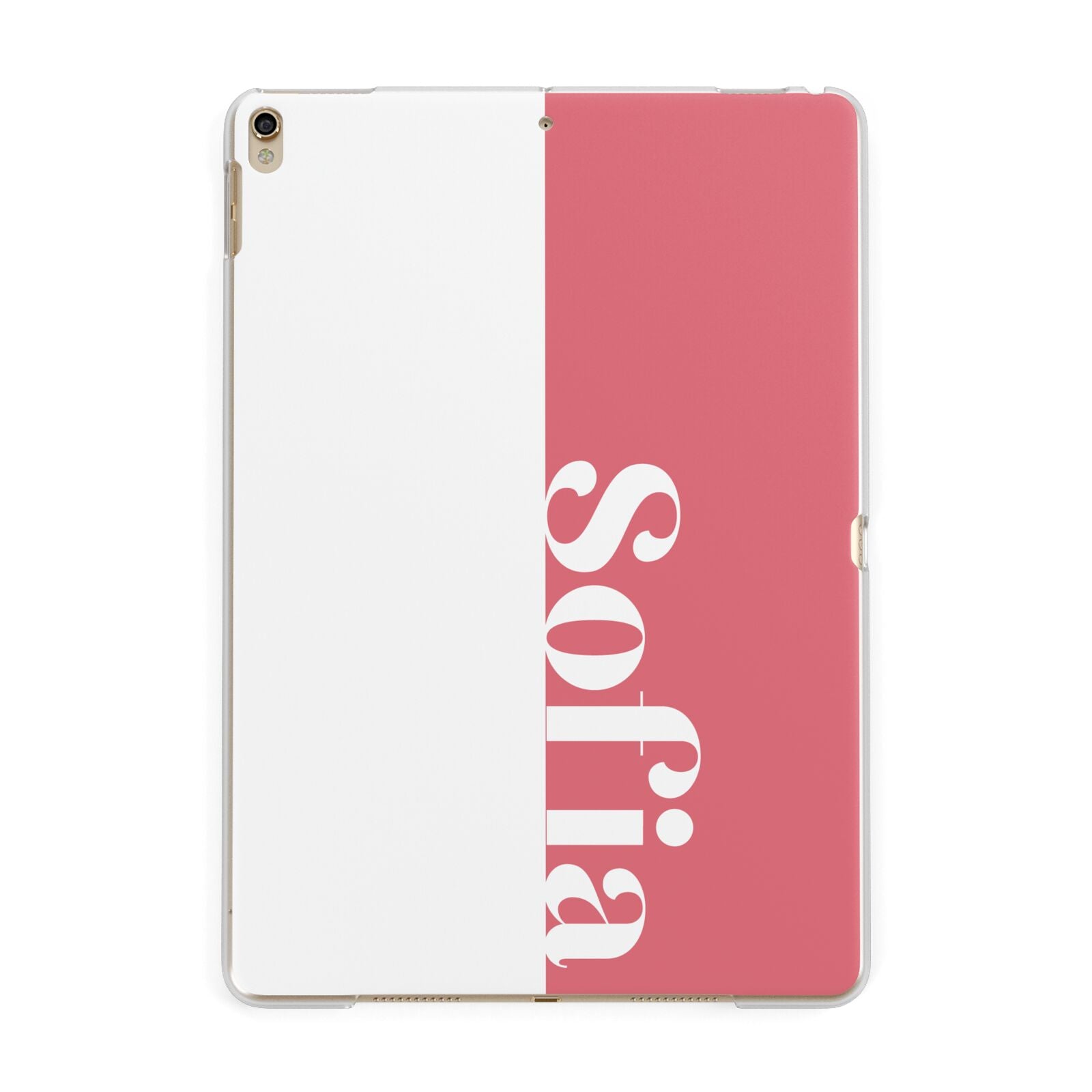 Pink White Personalised Apple iPad Gold Case