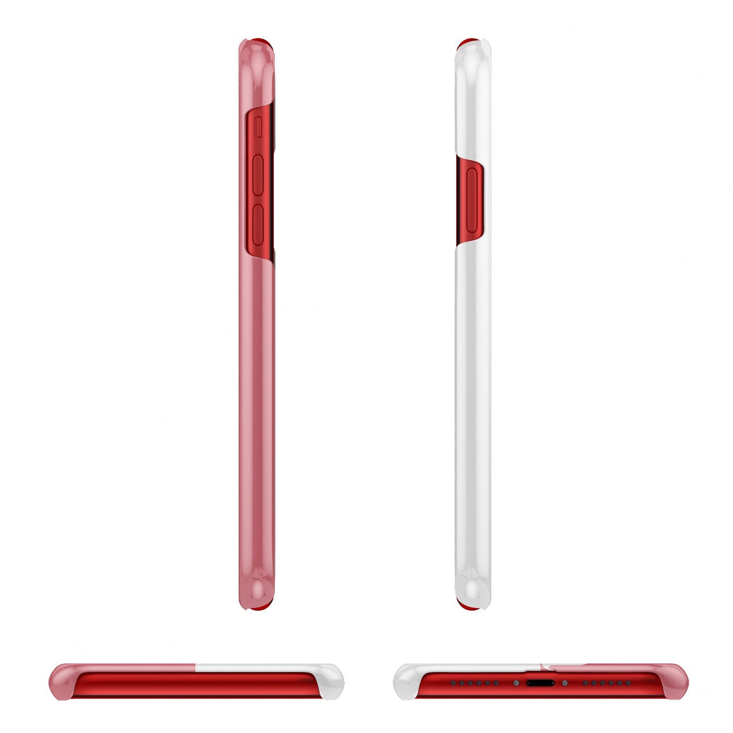 Pink White Personalised Apple iPhone XR 3D Wrap Snap Case Angled Images on Red Phone