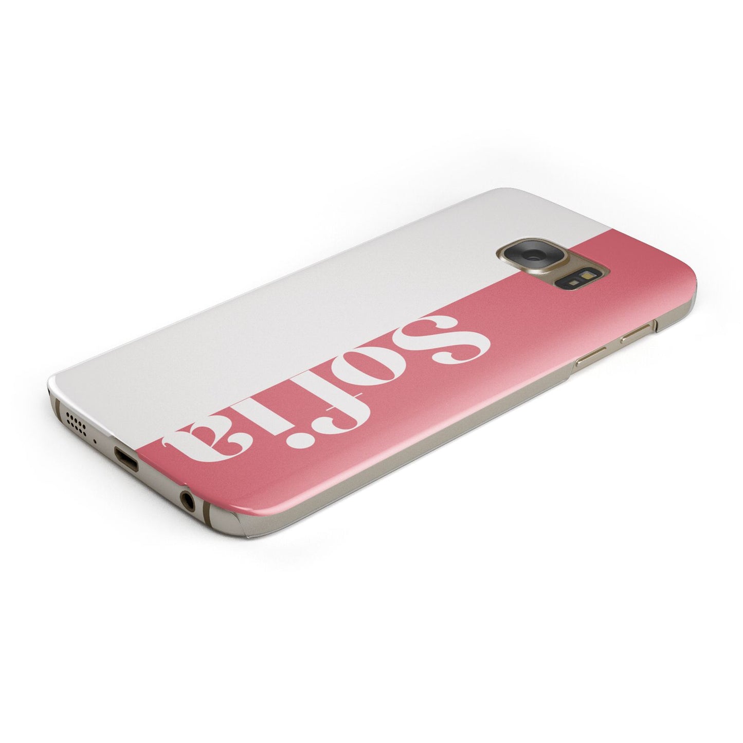 Pink White Personalised Samsung Galaxy Case Bottom Cutout