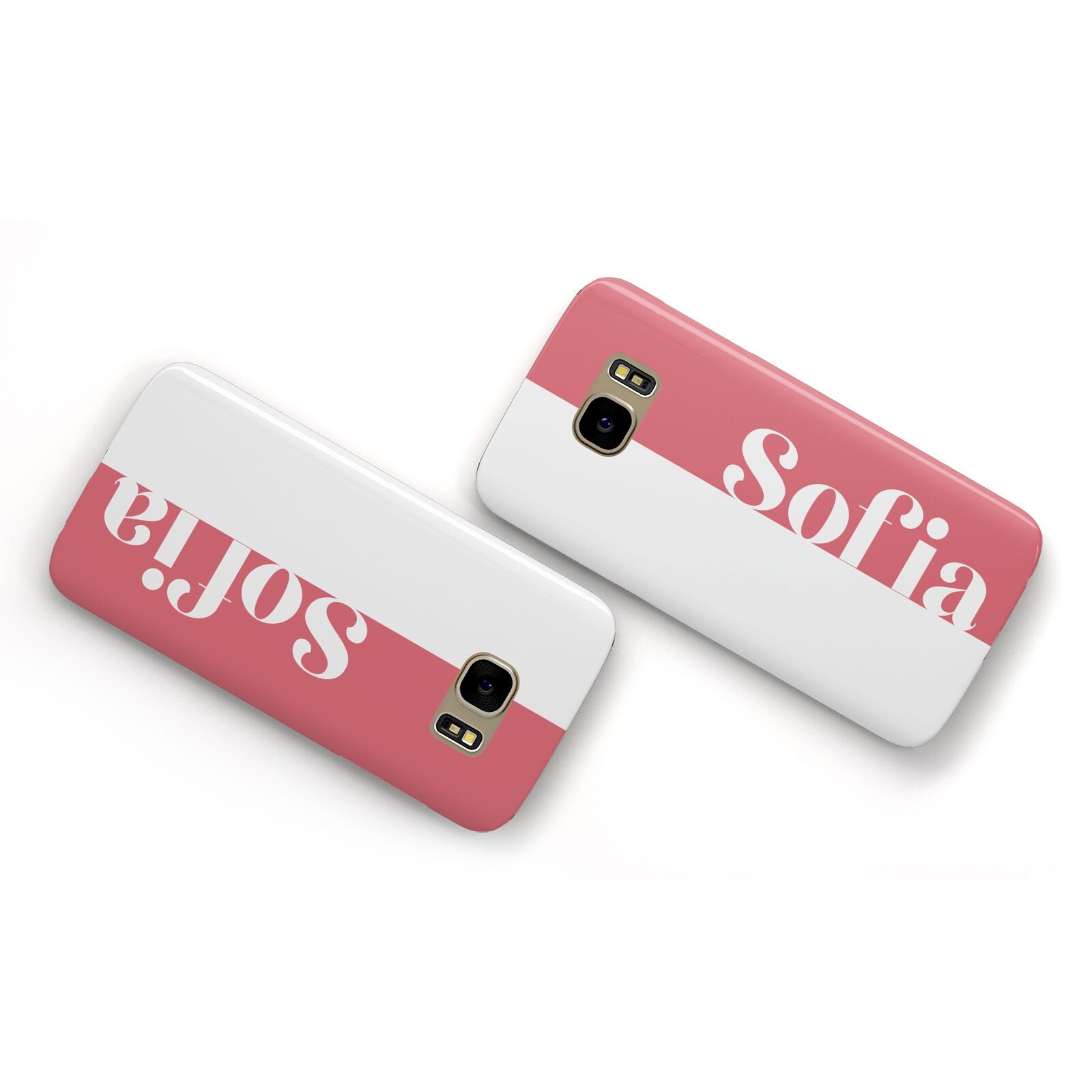Pink White Personalised Samsung Galaxy Case Flat Overview