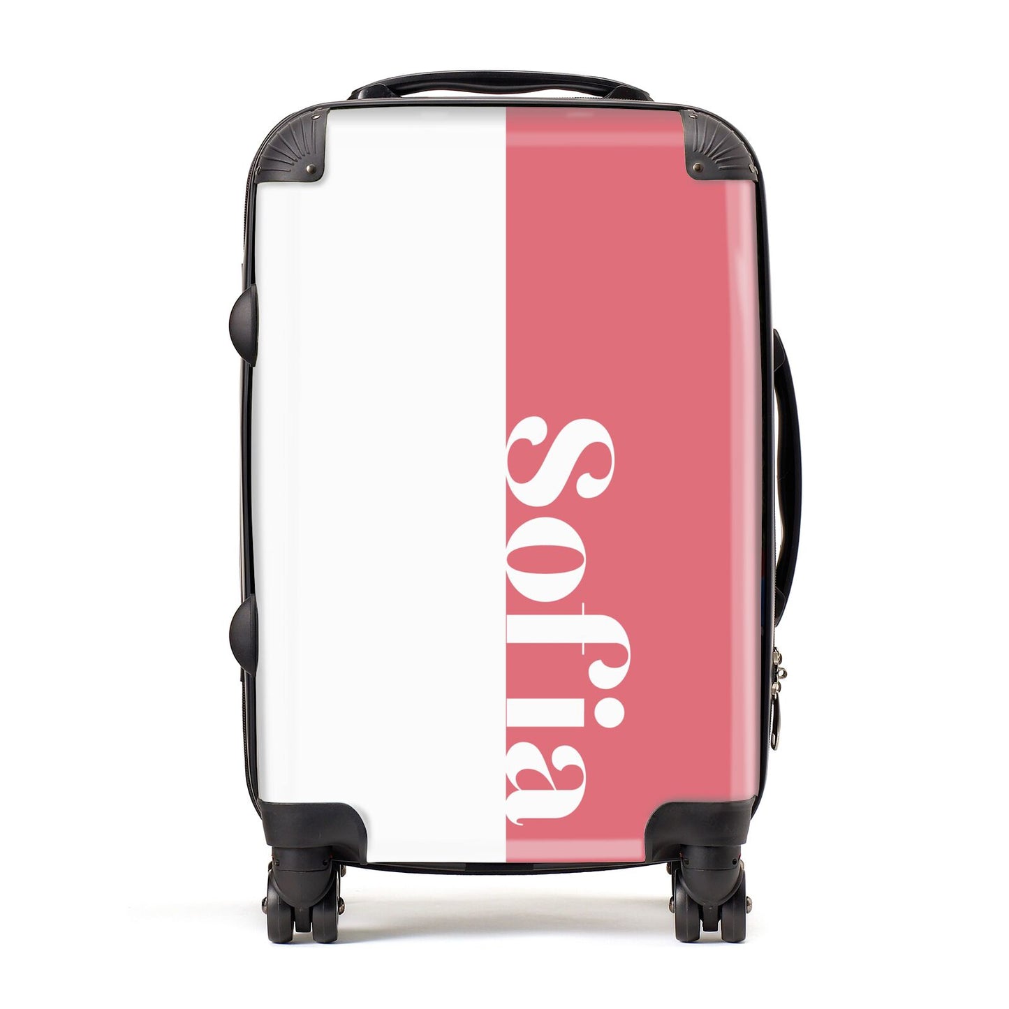 Pink White Personalised Suitcase